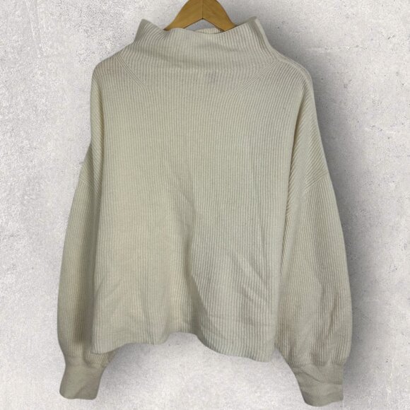 NWT Anthropologie 100% Cashmere Ribbed Mock Neck Jumper sweater Ivory Size XL - Picture 15 of 15